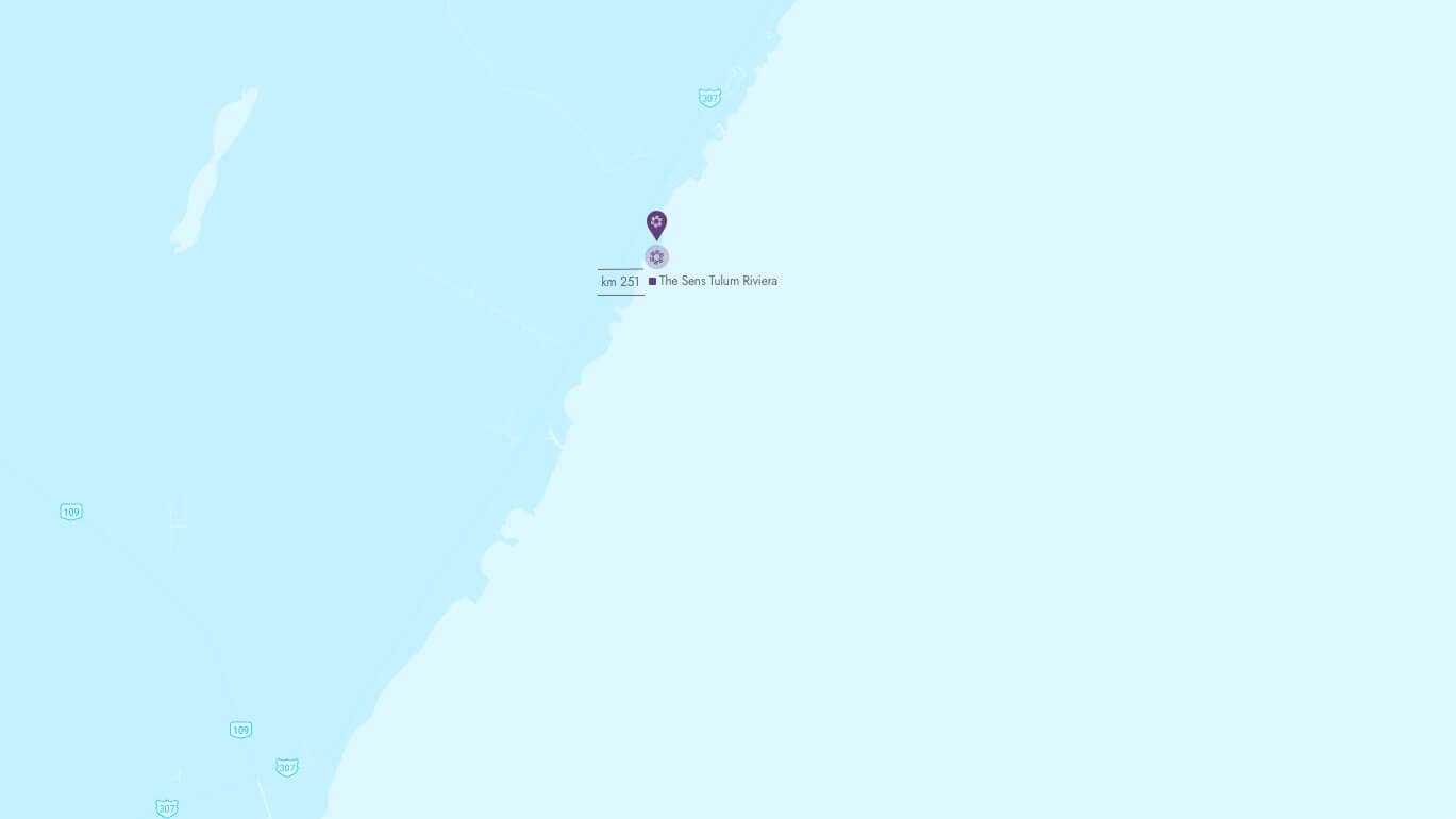 Mapa de ubicación del hotel The Sens Tulum Riviera